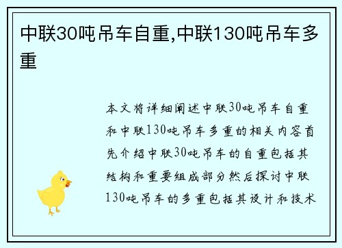 中联30吨吊车自重,中联130吨吊车多重